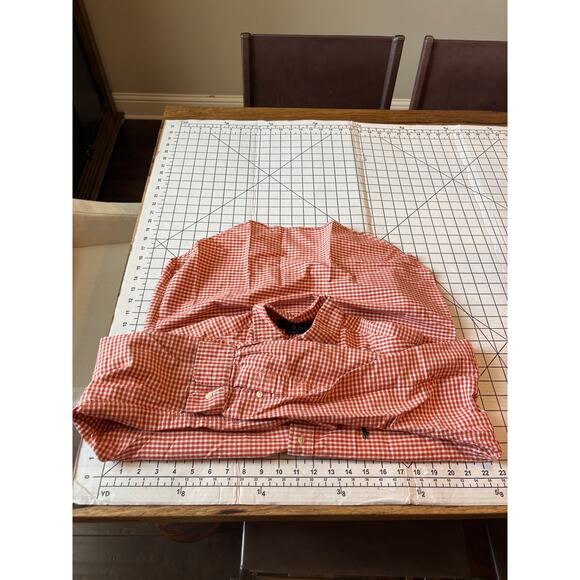 Ralph Lauren Classic Fit Orange Gingham Button Down Collared Shirt Long Sleeve M - Picture 7 of 9